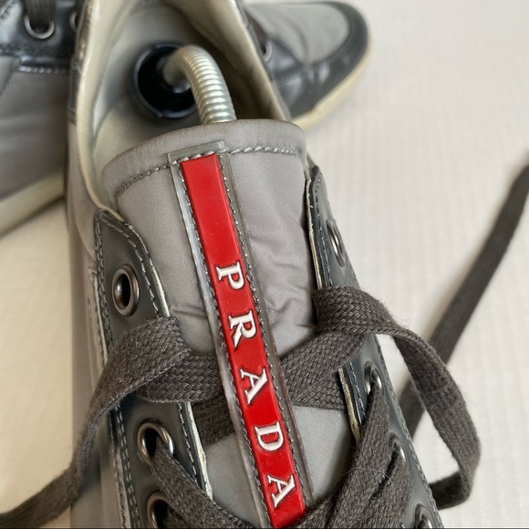 Prada Metallic Silver Gray Sneakers - Picture 11 of 12